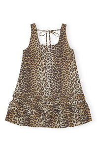 Printed Cotton Poplin U-neck Mini Dress