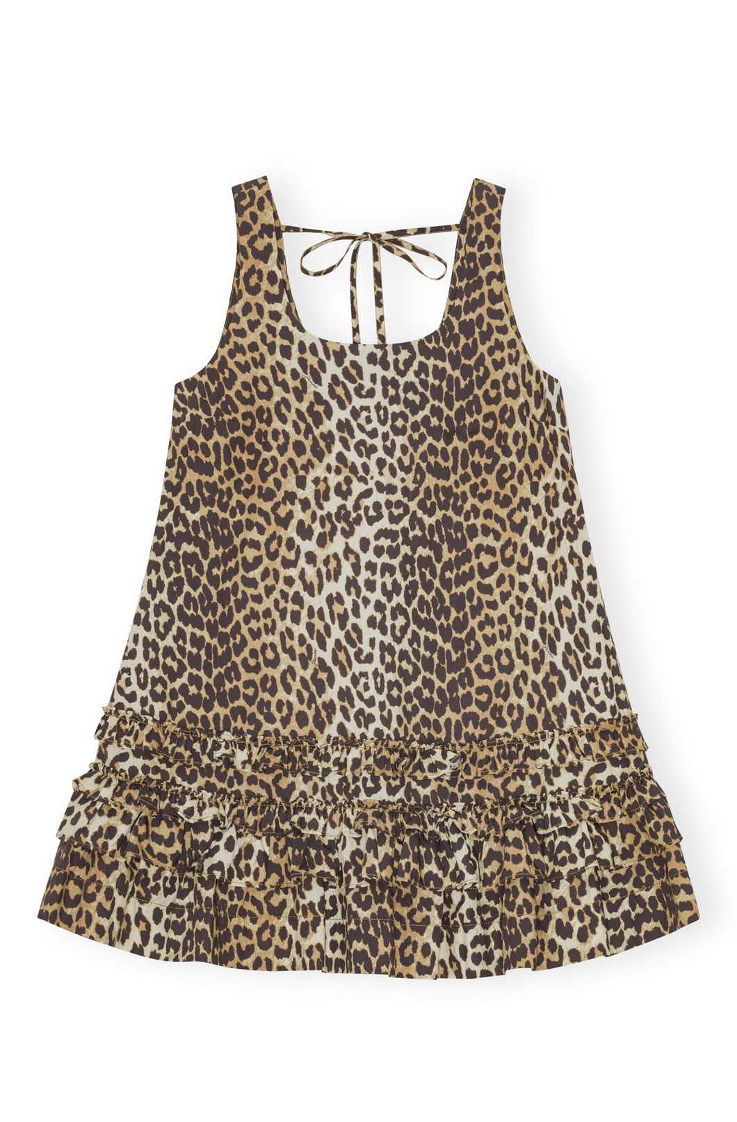 Printed Cotton Poplin U-neck Mini Dress