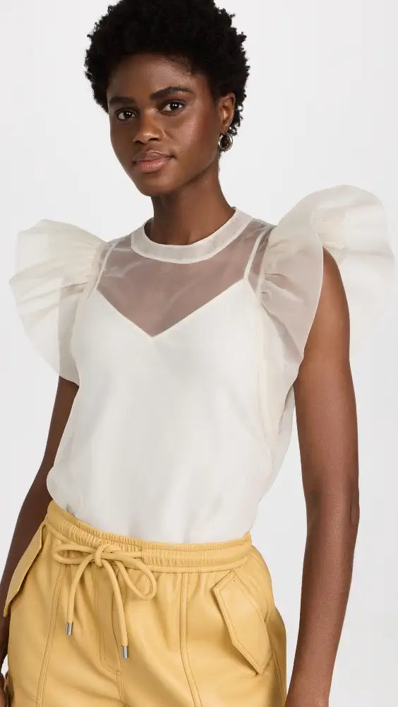 Corina Organza Ruffle Sleeve Top