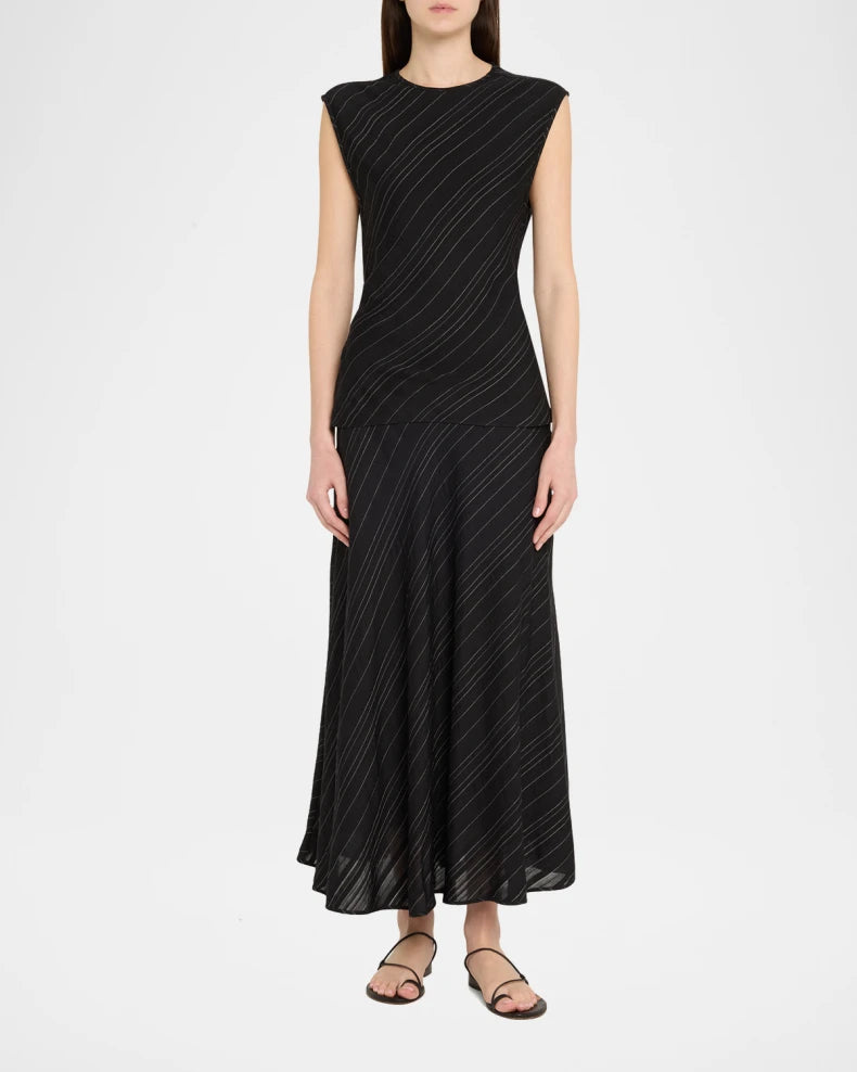 Trina Top in Woven Stripe Tie Top