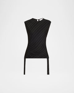 Trina Top in Woven Stripe Tie Top