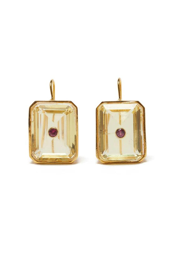 Tile Earrings - Citrine