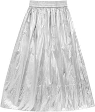 Load image into Gallery viewer, Silver Metallic Nylon Pull On Full Skirt
