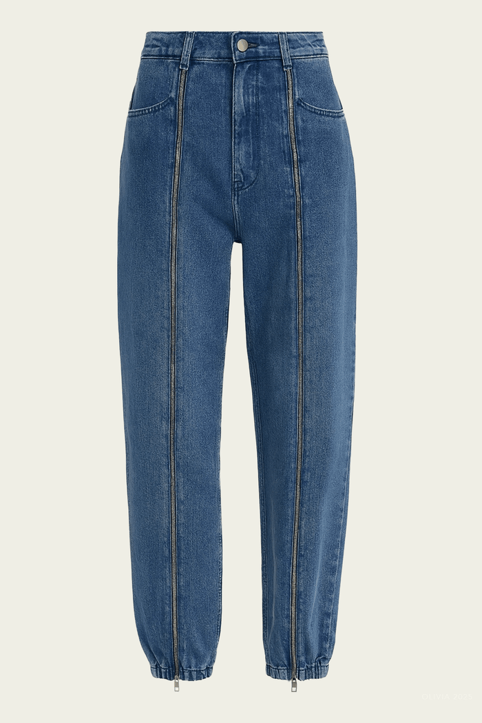 Zippered Denim Jogger