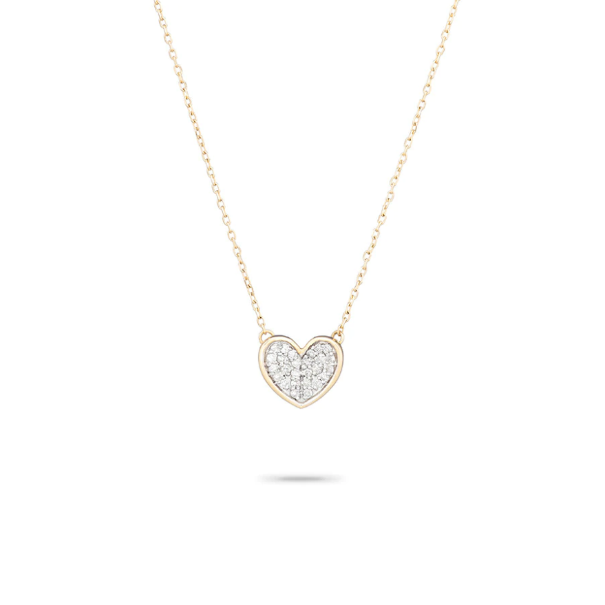 Tiny Pavé Folded Heart Necklace