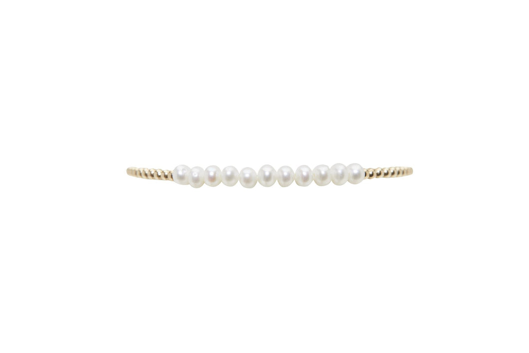 2mm Yellow Gold Filled Bracelet with White Pearls