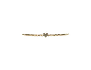 2mm Yellow Gold Filled Bracelet with 14K Heart Bead
