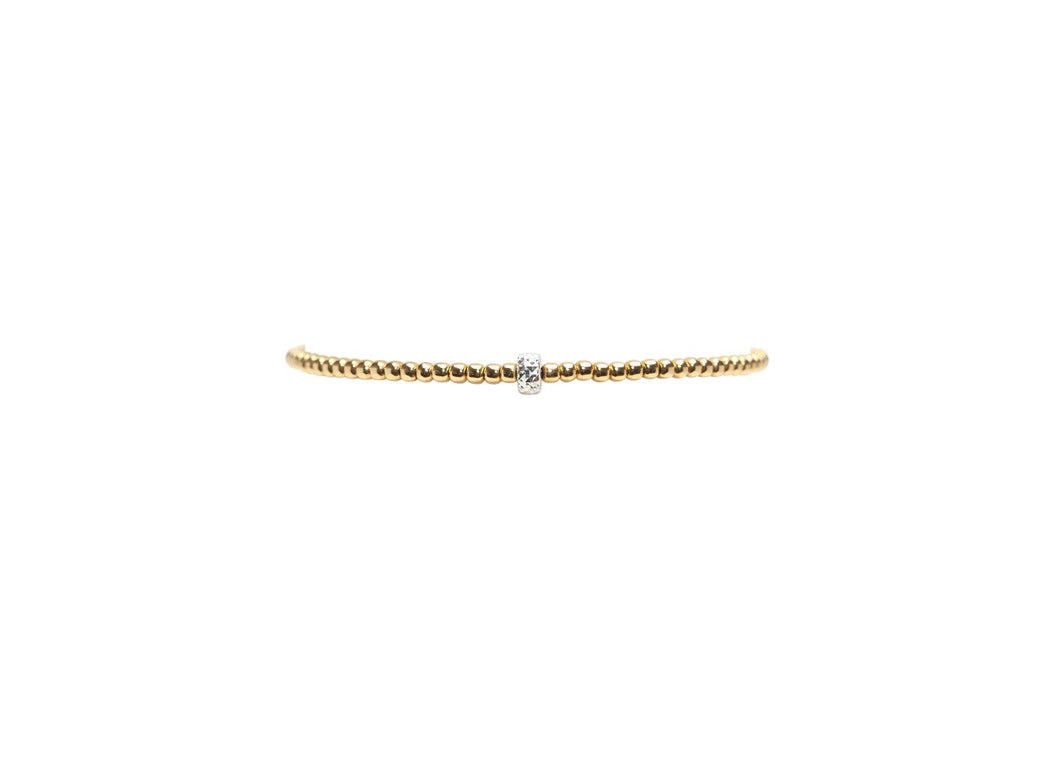 2mm Yellow Gold Filled Bracelet with Silver Rondelle Pattern