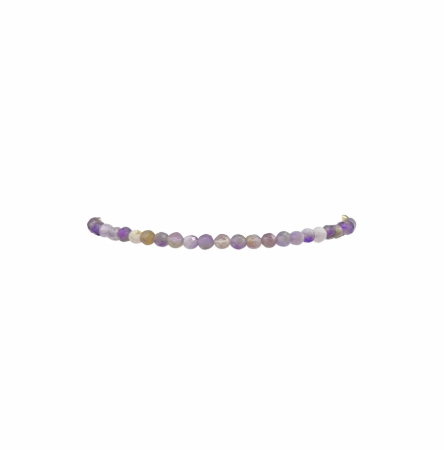 2mm Yellow Gold Filled Bracelet with Mixed Amethyst