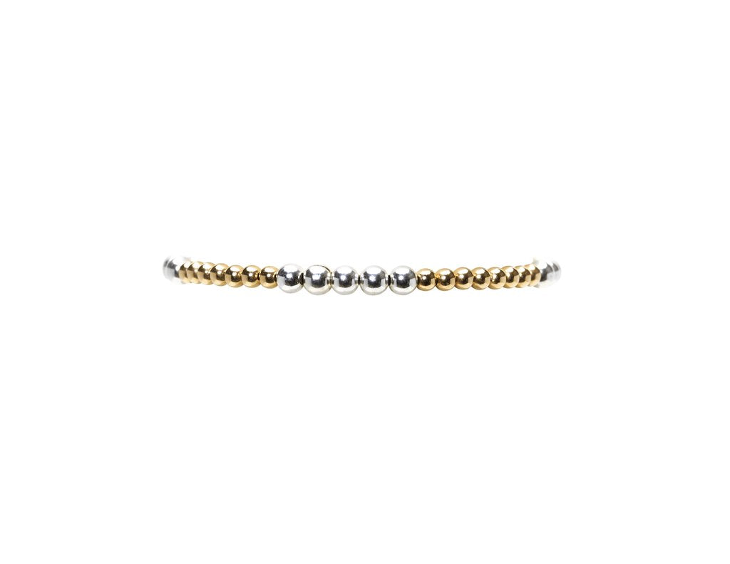 3mm Yellow Gold Filled Bracelet with 4mm Sterling Silver