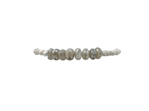 3mm Yellow Gold Filled Bracelet with Milky Agate and Champagne Moonstone Mix