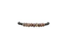 Load image into Gallery viewer, 4mm Yellow Gold Filled Bracelet with Smokey Topaz and Wisteria Moonstone
