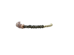 4mm Yellow Gold Filled Bracelet with Smokey Topaz and Wisteria Moonstone