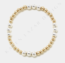 Load image into Gallery viewer, 4mm Yellow Gold Filled Bracelet with 5mm Sterling Silver
