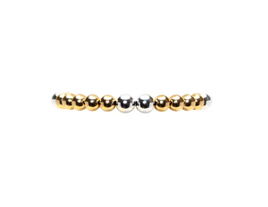 6mm Yellow Gold with 7mm Sterling Silver Bracelet