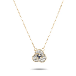 Tiny Diamond & Sapphire Petals Necklace